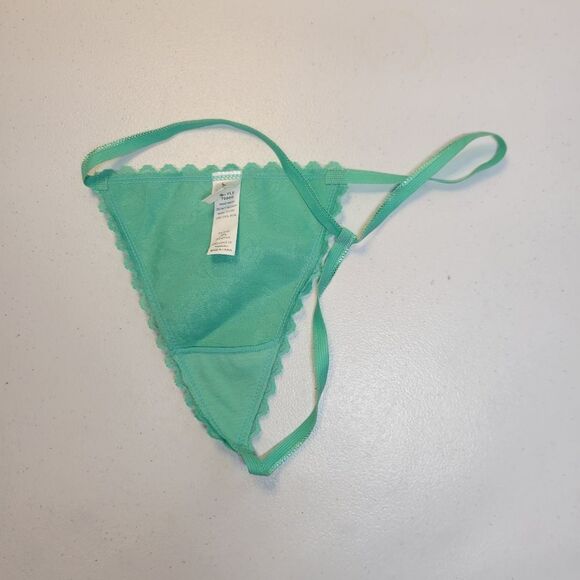 Frederick's of Hollywood Y2K Teal Mint Lace Up Corset Bustier and Matching Thong - Picture 11 of 12